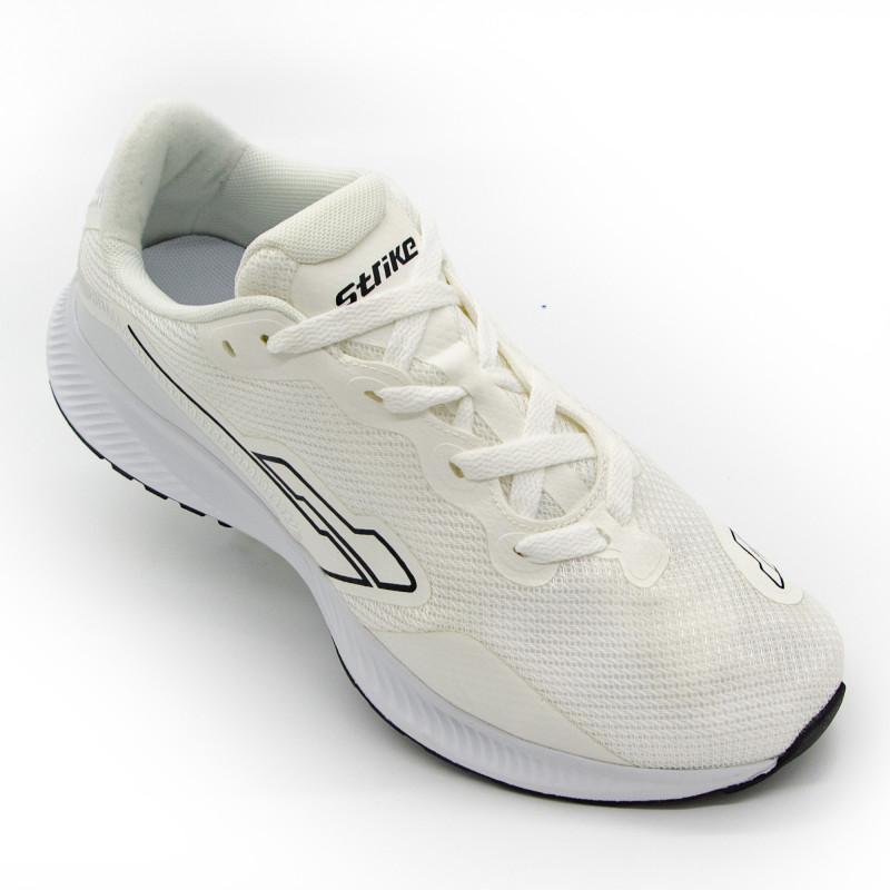 STRIKE Renew Athletic Men's White Running Shoes, Lightweight & Breathable
